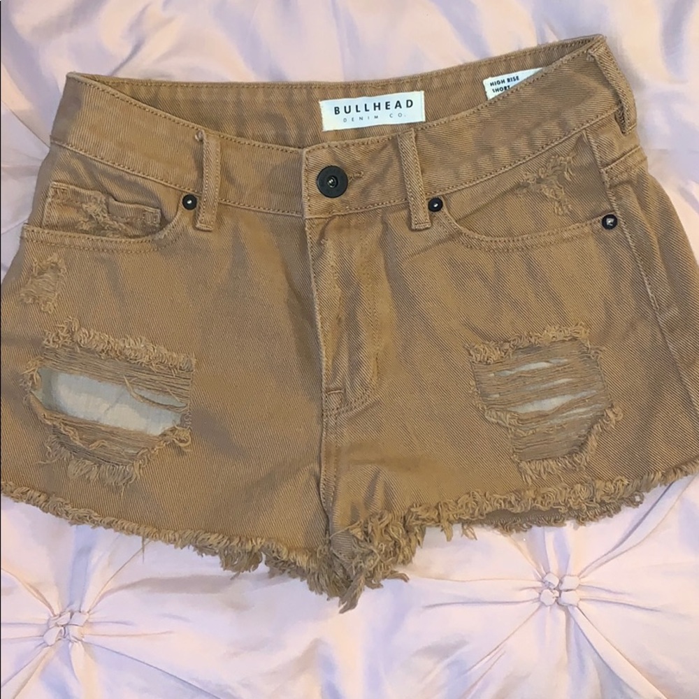 High Rise Brown Demin Shorts
